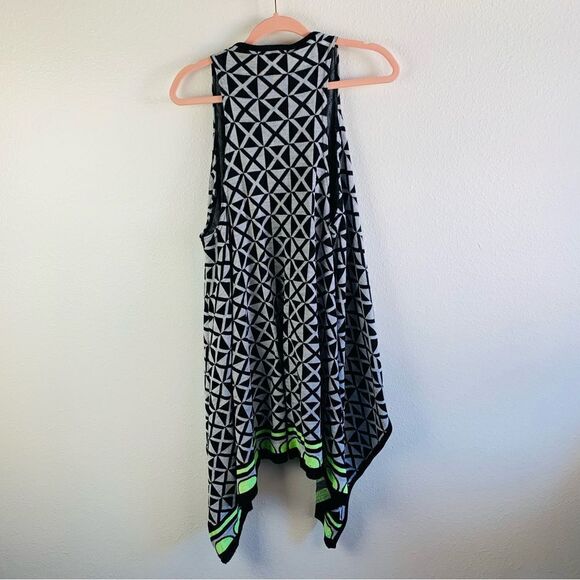 Derek Heart Black Gray Green Long Line Open Vest - Picture 1 of 3